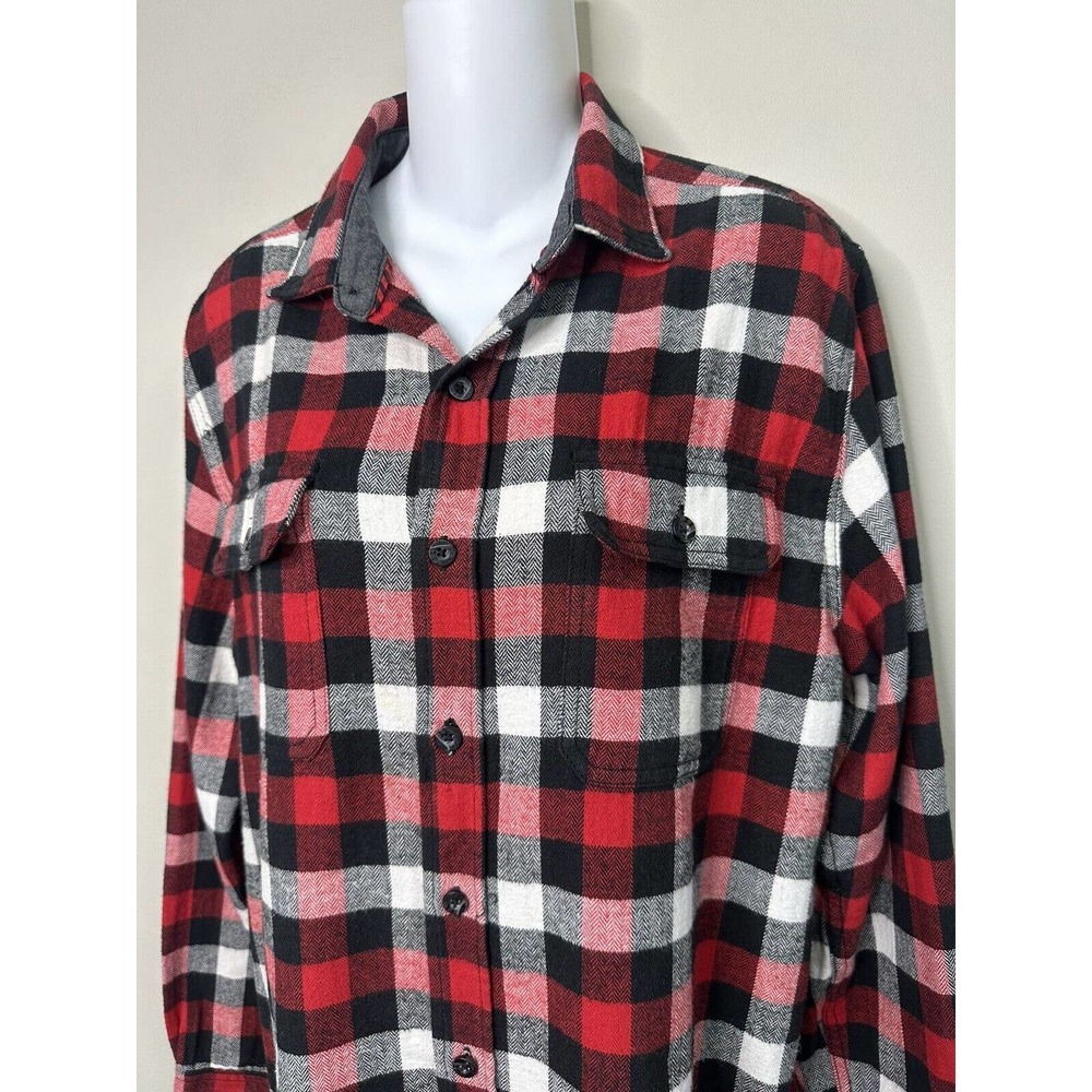 Woolrich Flannel Shirt Red Black Buffalo Plaid Button Up Shirt ~ M